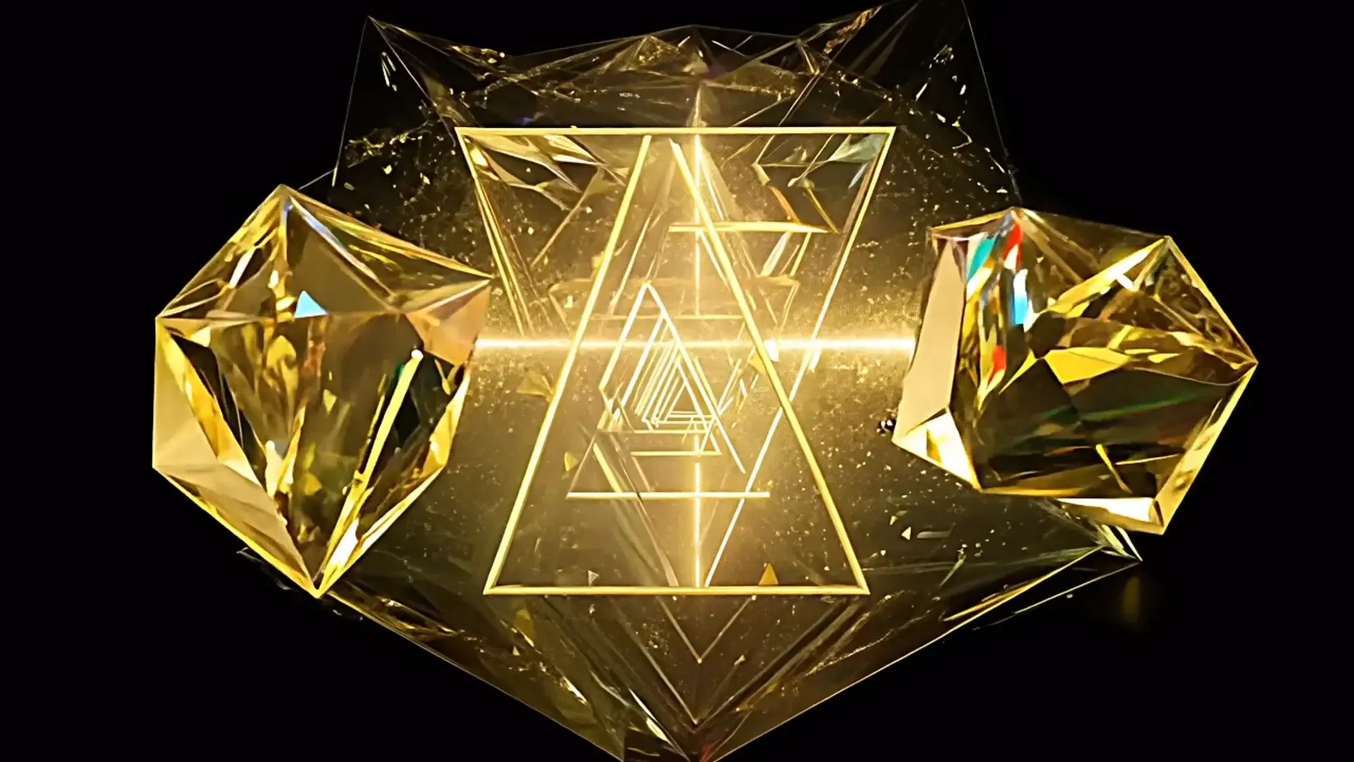 Glistening Gold Particles and Triangles Overlay for Event Highlights